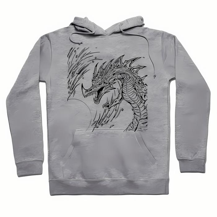 New States Apparel Hoodie 9500 Fleece dengan Motif Naga Ornamental Tribal Fantasy Unisex Premium Str