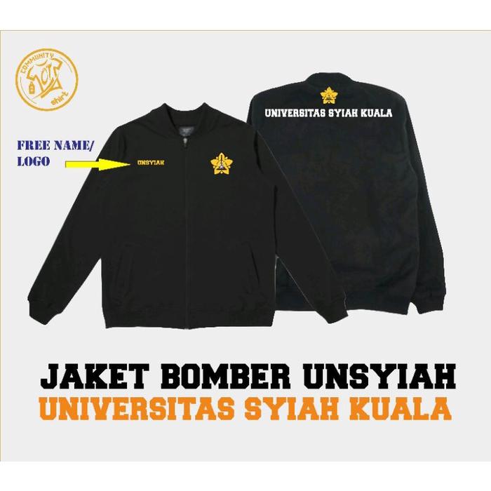 Jaket Universitas Syiah Kuala UNSYIAH ACEH Bomber Jacket Black Navy Premium