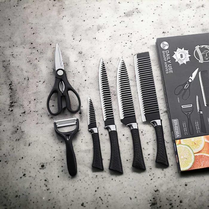 Pisau Dapur 1 Set isi 6 Jenis Black Boost Anti Karat