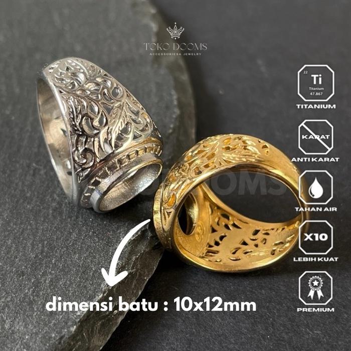 ring emban bunga polos [TITANIUM] 10x12 super elegan istimewa