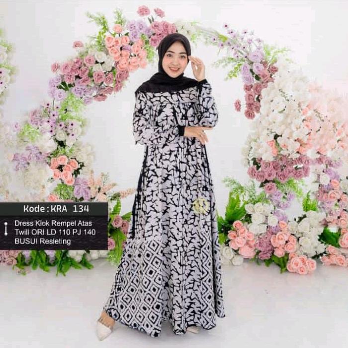 GAMIS ELZAF TERBARU DRESS KLOK REMPEL ATAS TWILL ORI Muslim  Wanita