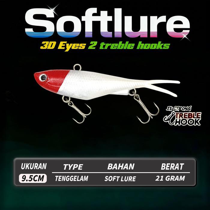 Samsers Outdoor Umpan Pancing Soft Lure 3D Eyes 2 Treble Hooks 21g 9.5cm Umpan Ikan Casting VIBE Ika