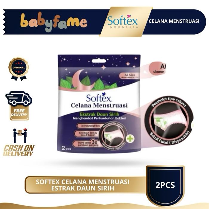 SOFTEX CELANA MENSTRUASI ESTRAK DAUN SIRIH | 2PCS | CELANA MENSTRUASI