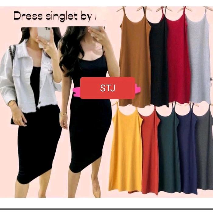 DRES SINGLET STANDAR DAN JUMBO Soft Wanita