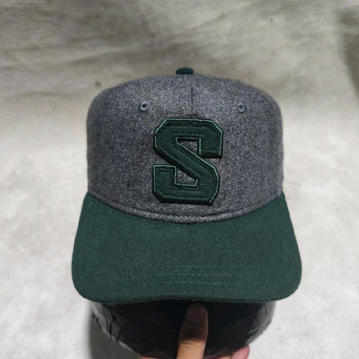 Topi snapback pria k Swiss logo s besar abu hijau bekas