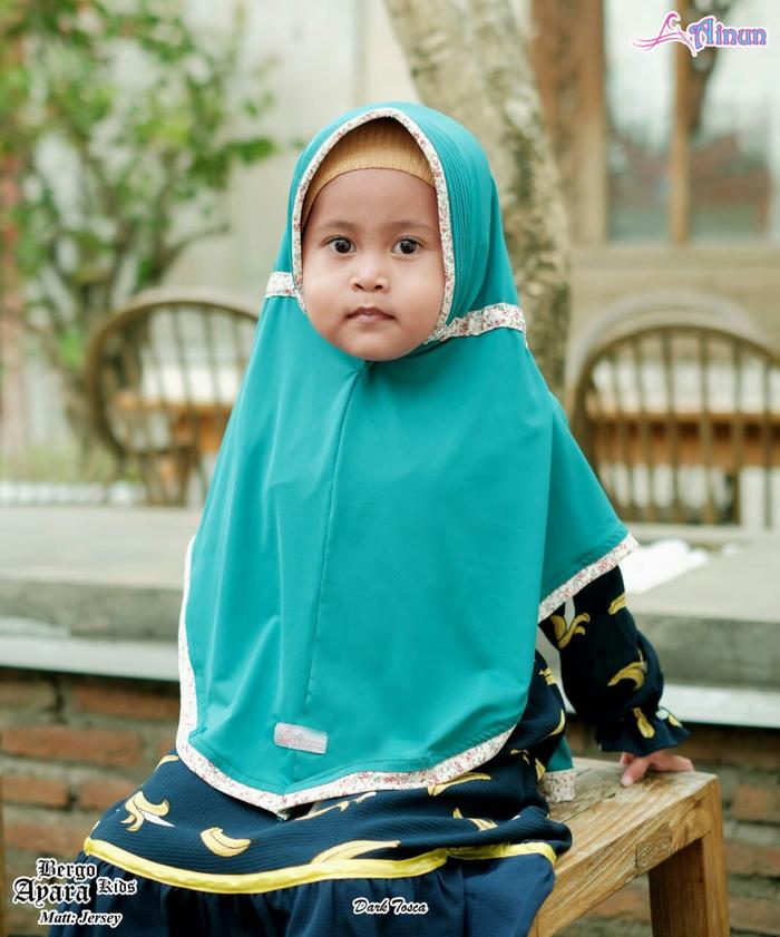 Bergo Ayara Ainun Hijab Bergo Anak Serut Bahan Jersey Bunga Muslim