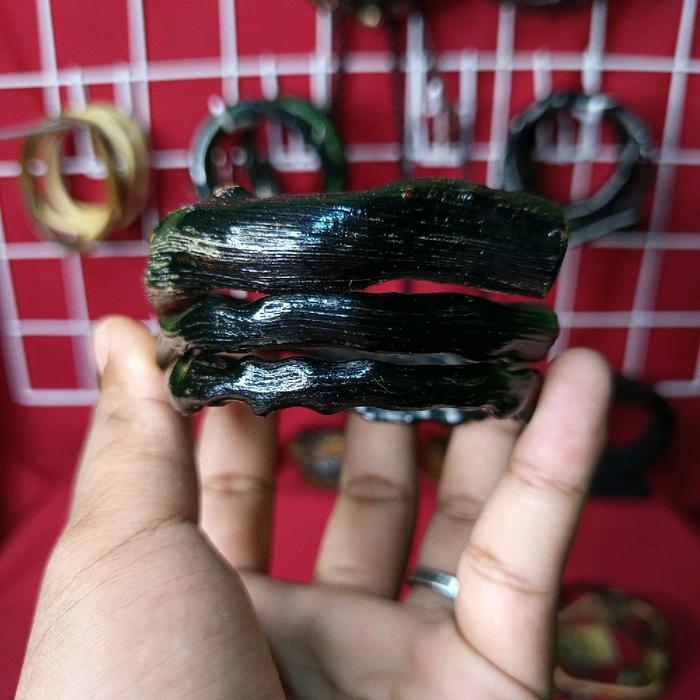 gelang akar bahar hitam berserat lilit 3 jumbo