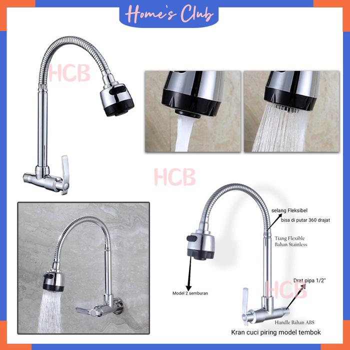 Keran Sink Stainless / 2 Mode Air Angsa Keran Berbentuk / Angsa Keran