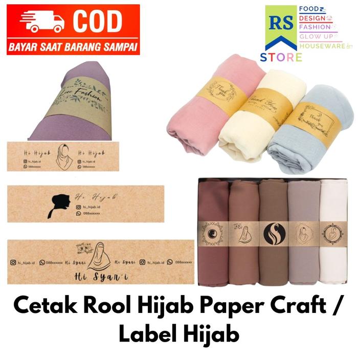 roll hijab label / roll card hijab aesthetic / permium bahan tebal / cetak roll hijab paper craft /