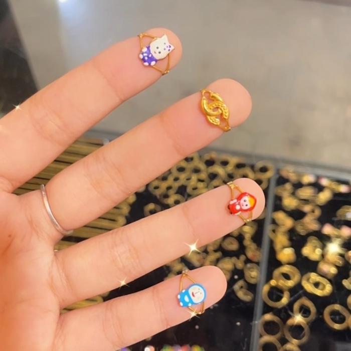 Cincin anak karakter emas muda cincin anak bisa di kecil besarkan emas muda