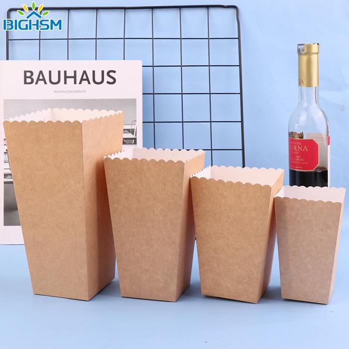 10pcs Kraft Paper Popcorn Box Pop Corn Snack Cookies Hold Xmas