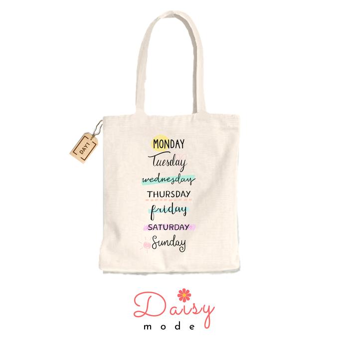 COD Totebag Resleting Canvas Blacu DAY1 Abstract Day Quotes Typography daisymode