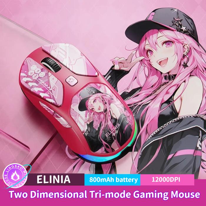 Tri-mode Wireless Anime Gaming Cosplay Mouse Bluetooth+2.4G Wireless\Wried Ergonomics Macro Definiti