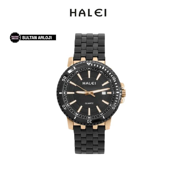 Jam tangan halei pria 8034M black rose