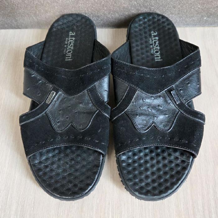 Sendal Pria A.Testoni / A Testoni Black Original 100%