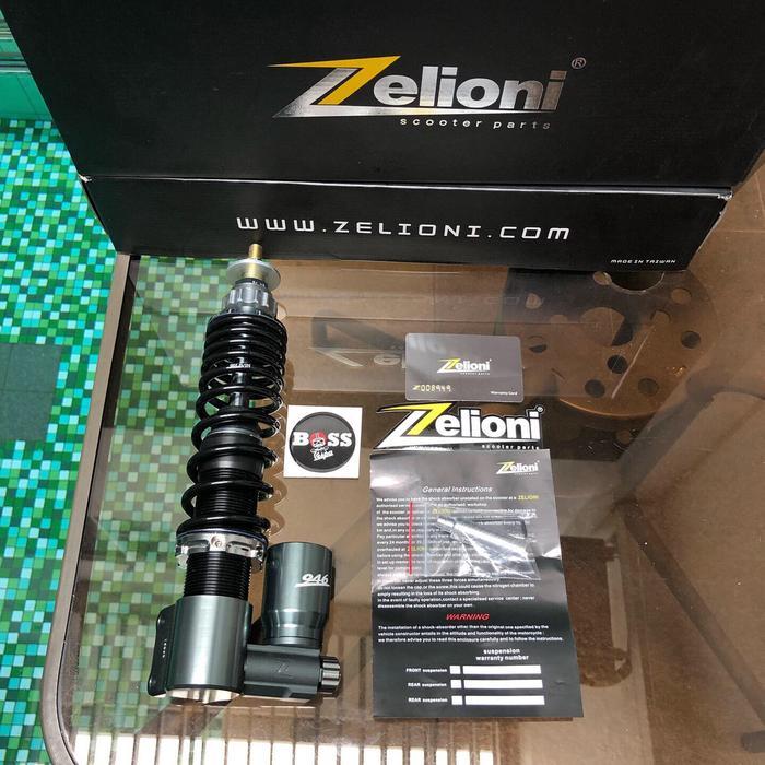 Shock Tabung Zelioni Grey Front Vespa 946