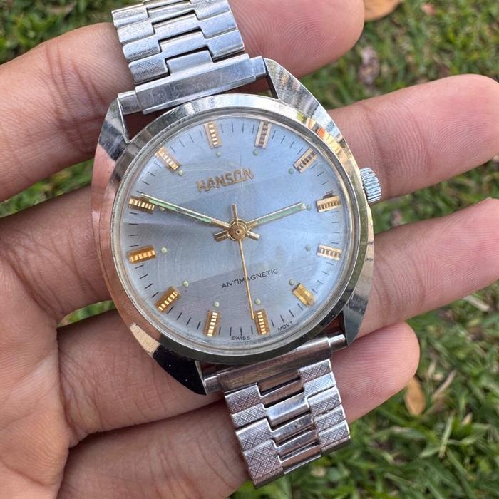 Jam tangan vintage Hanson Antimacnetic Swiss Manual Winding kondisi baru jadul kuno antik classic fa