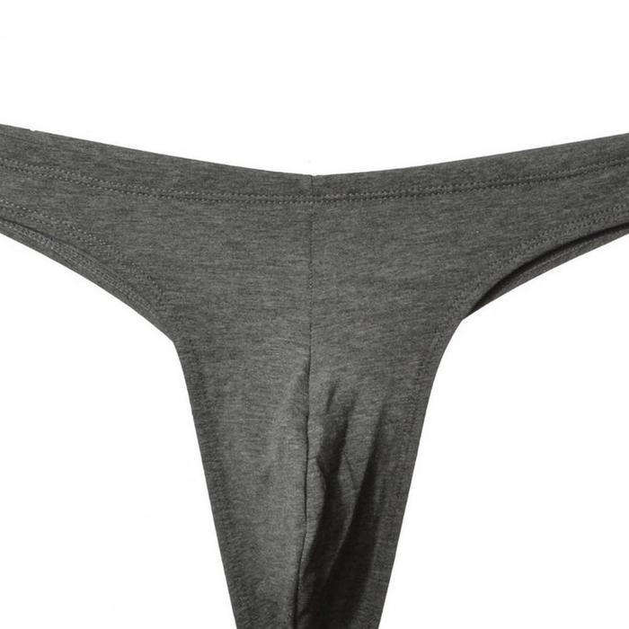 Men Thong Low-rise Elastic Waistband U-Convex Briefs Solid Color Thin Seamless Sport Style Panties D
