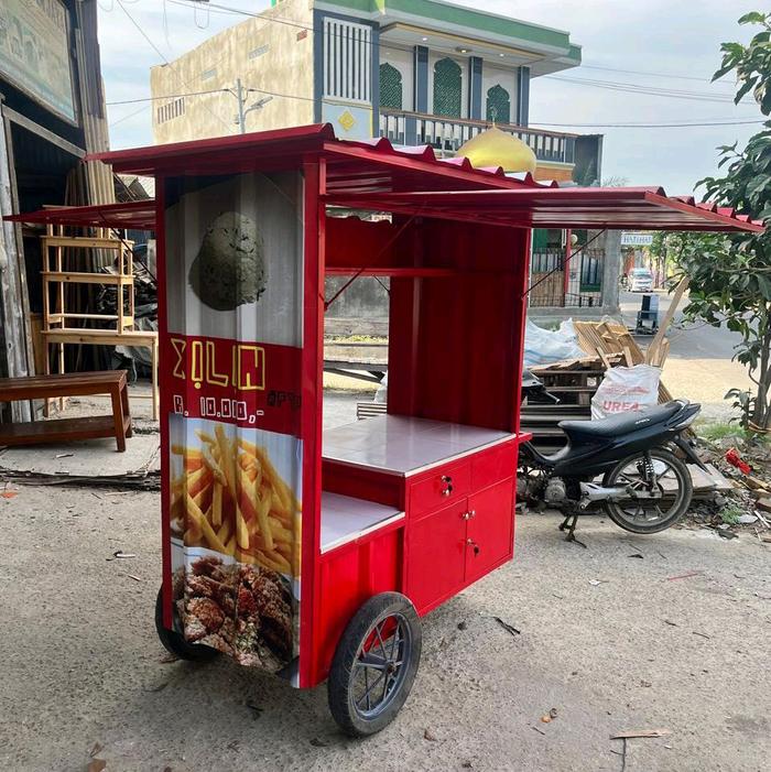 booth gerobak makanan dan minuman serbaguna