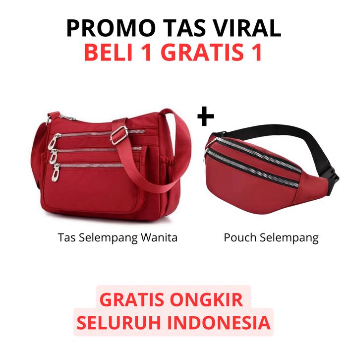 VIRAL DAPAT 2 - Tas Selempang Ibu Cewek Wanita Untuk Kondangan Pengajian Sekolah BONUS Mini Selempan