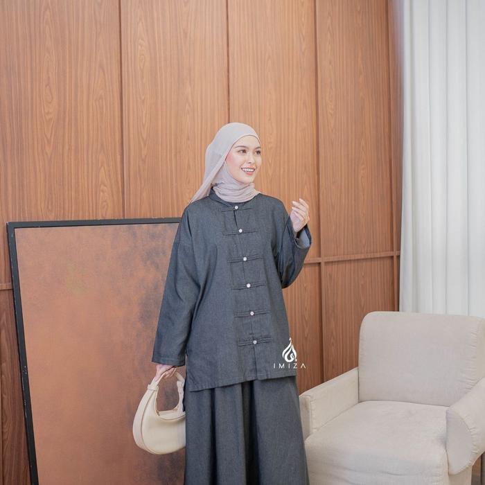 IMIZA - Alina Denim Cheongsam Oneset (Denim Luxe)