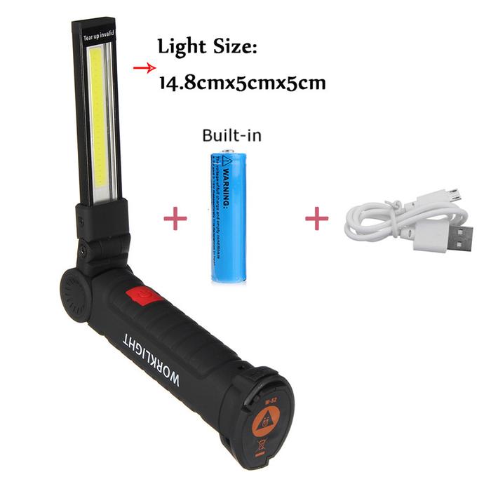 Portable COB LED Work Light USB Rechargeable Flashlight Magnetic COB