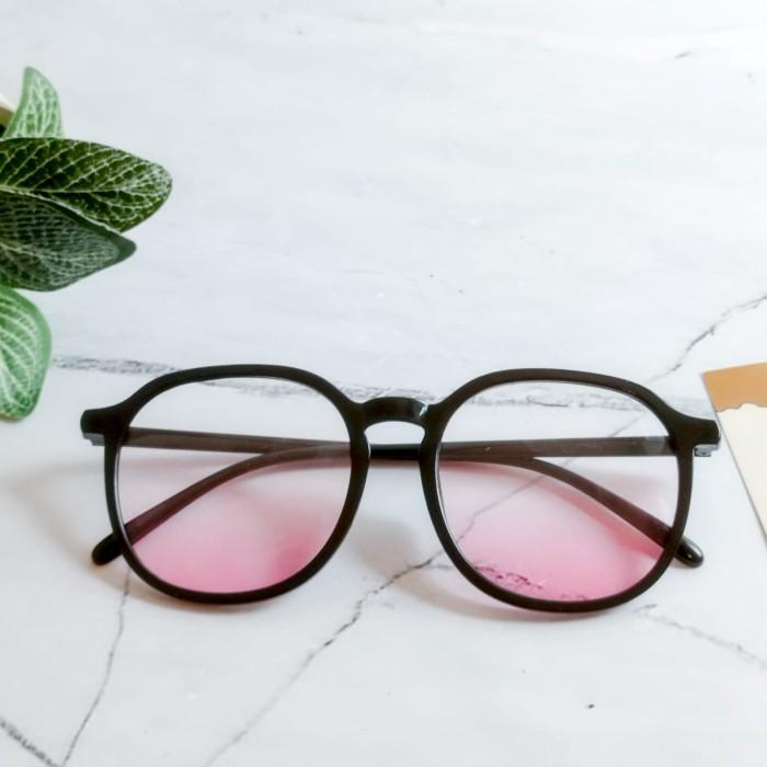 Kacamata Lensa Merah Gradasi (Tanpa Minus) Glasses Lucu Ready 2 Warna  Terbaru
