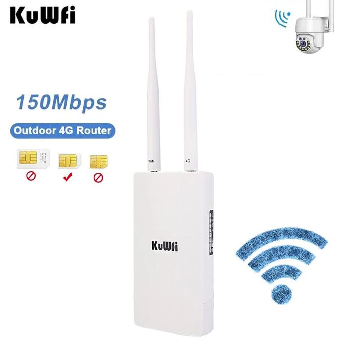 KuWFi Outdoor 4G CPE Wifi Router 300Mbps Wireless Wifi Router with Sim Card Slot All Weather Wifi Bo