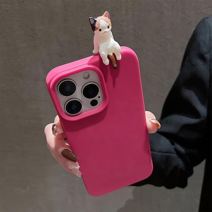 Case for IPhone 11 12 13 14 15 16E PRO MAX PLUS Liontin Kucing Lucu Mode Mawar Merah Silikon TPU Sof