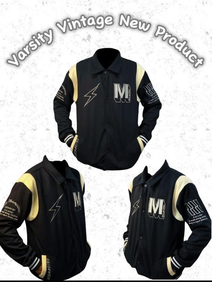 Jaket Moccacino Varsity Base Ball - Jaket Windbreaker Vintage Premium  Pria & Wanita, Kancing Klip