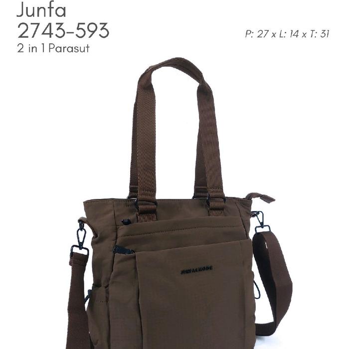 Junfa Tas Wanita Mode 2743-593 2 in 1 Parasut P 27 x L 14 x T 31 Tas Tangan dan Selempang
