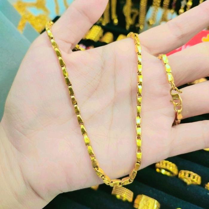 Kalung Padi 3 Suku, 5 Suku, dan 10 Suku Lapis Emas Balut Kristal Premium