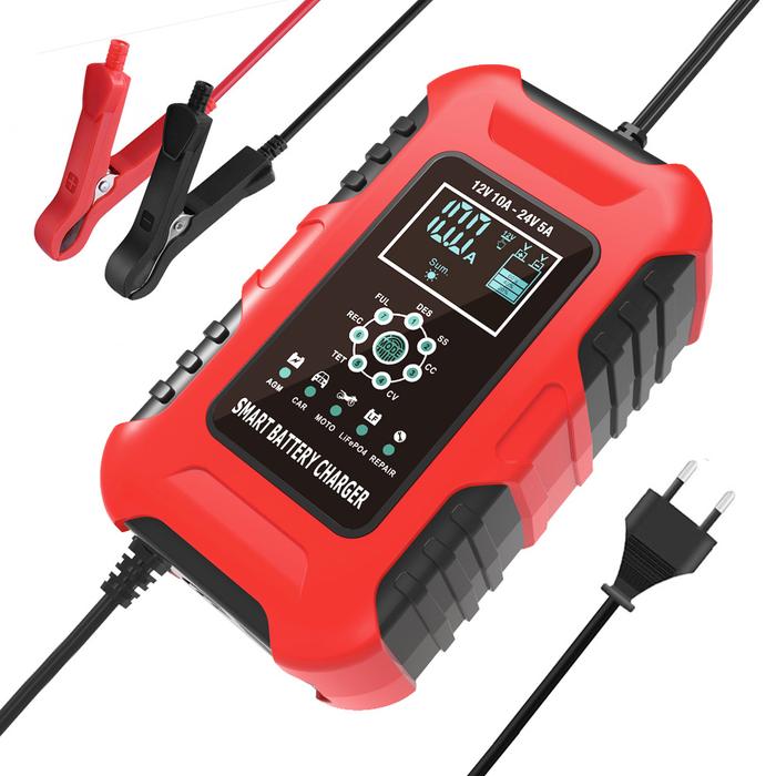 FOXSUR 12V-24V 10A Full Automatic Battery Chargers Digital LCD