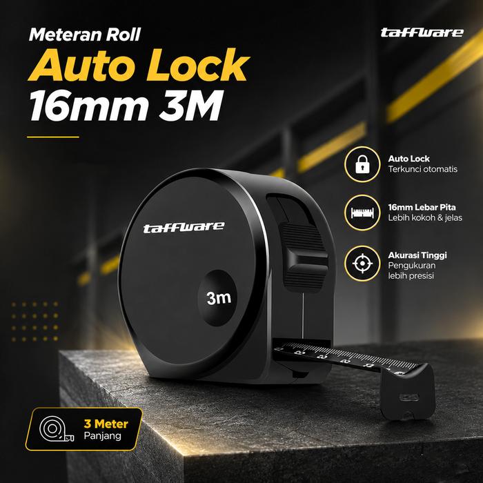 Taffware Meteran Roll Tukang Bangunan Measuring Tape Auto Lock - DSH-19