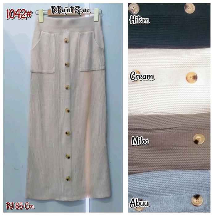 [Rok rajut SPAN 1042] ROK rajut SPAN motif KANCING import premium