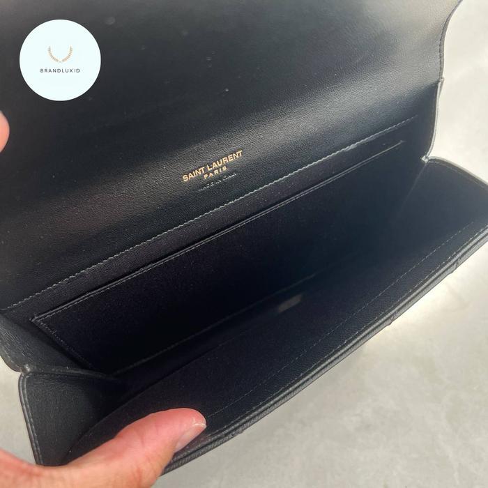 YSL MONOGRAM LAMBSKIN CLUTCH IN BLACK GHW