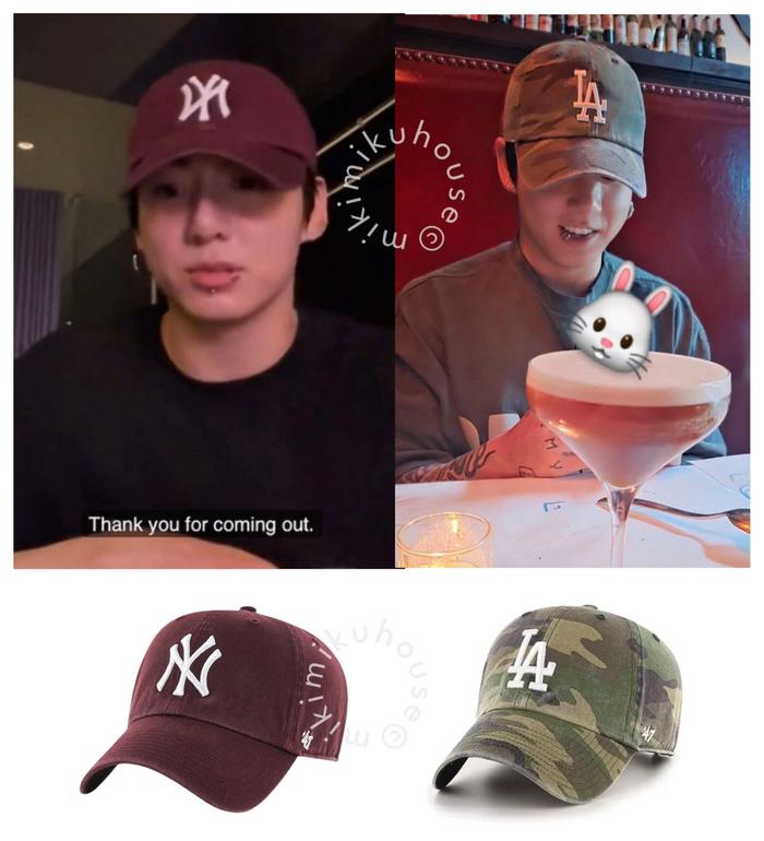 TOPI JUNGKOOK BTS CAMO LA NY DODGERS YANKEES BALLCAP BALCAP BASEBALL CAP KPOP