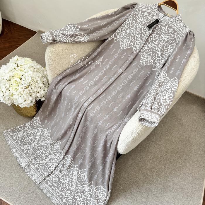 Ziella - Inaya Sarimbit Series 1 Dress Gamis Wanita Bahan Bonita Motif Printing Cantik Gamis Adem Ny