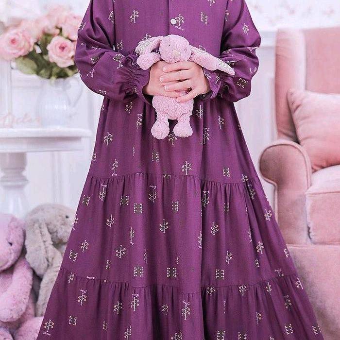 Ditsy Nightgown Little Reed Plum series 10 Viscose Premium Gamis Anak