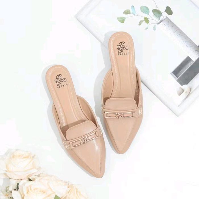 SARMER - Grace Mules NUDE 3cm Shoes Sendal Wanita