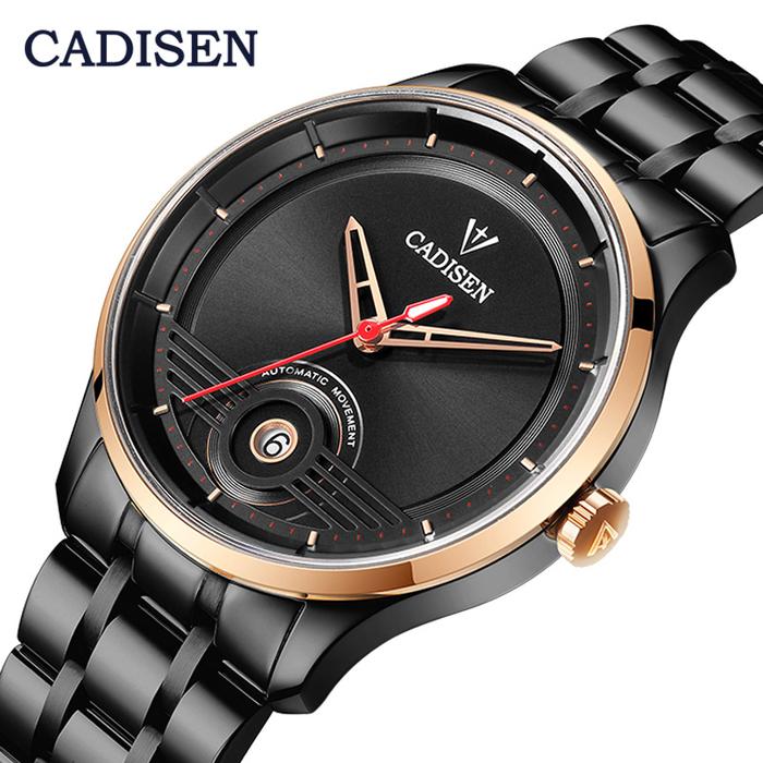 Jam Tangan Pria CADISEN NH35A Otomatis Mekanis Hitam 40mm Kaca Safir