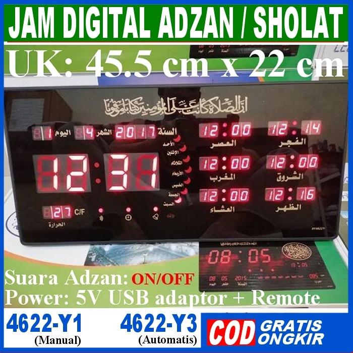 Jam Sholat Digital Adzan Azan Sholat 5 Waktu Clock 4622 Y1 (Manual) Dan 4622 Y3 (Auto)