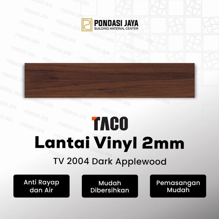 TACO Lantai Vinyl 2mm Motif Kayu per 1 box (Isi 27 lembar / 3,76 m²) - TV 2004 Dark Applewood
