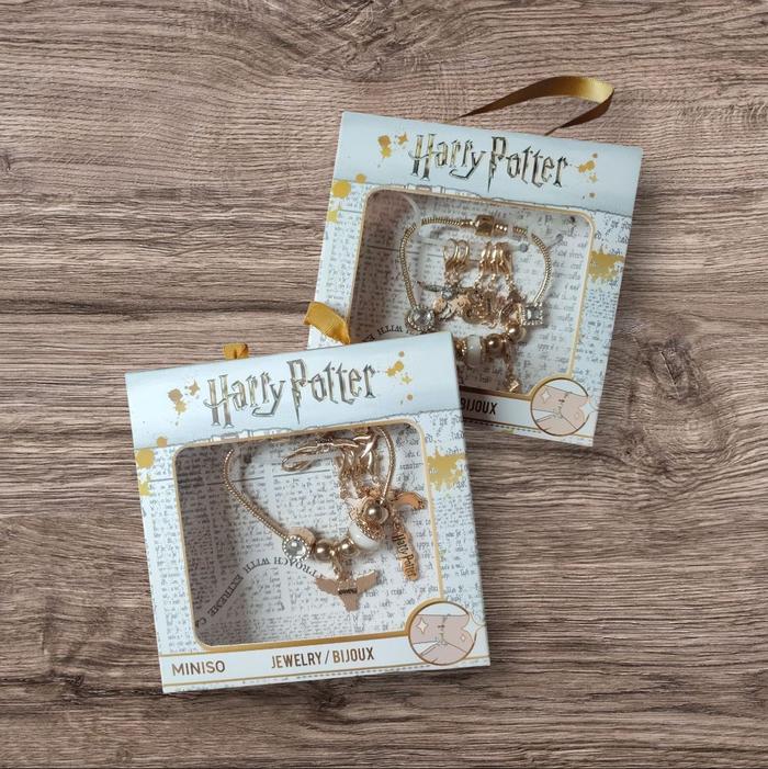 MINISO HARRY POTTER JEWELRY BOX PANDORA GOLD WITH 5 PENDANT GELANG HARPOT