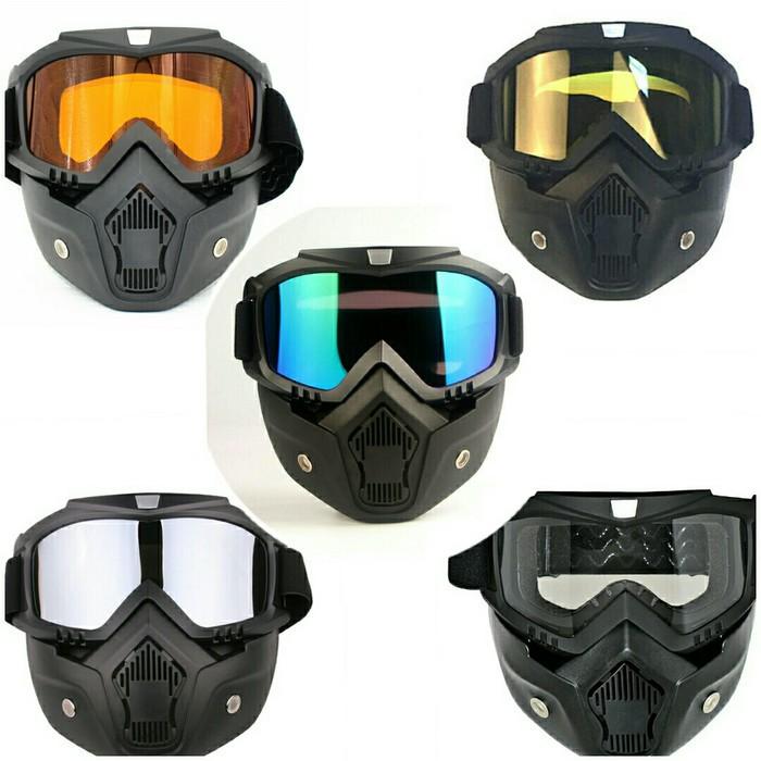 Kacamata Masker Google Googles Goggle Helm Masker 2in1 Motor Set Trail Cross Goggle Helm Bogo Retro 