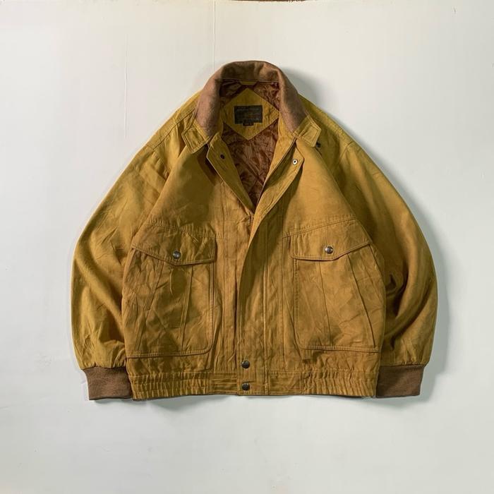 Jacket vintage warna coklat suede berkerah Jaket Pria Tebal