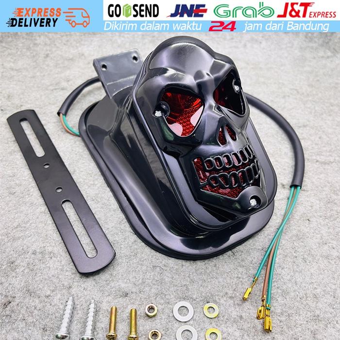 Skull Stoplamp Motor Lampu Belakang Rem Taillight LED Tengkorak Stop Lamp