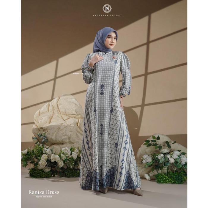 Terlaris [Bisa Cod] Raniza Dress Nadheera Luxury Gamis Rayon Premium Motif Batik Terbaru Ranniza Nad