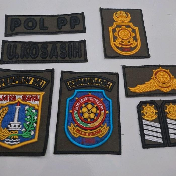 Atribut bordir untuk seragam PDL POLPP lengkap termasuk bordir nama (siap pasang)