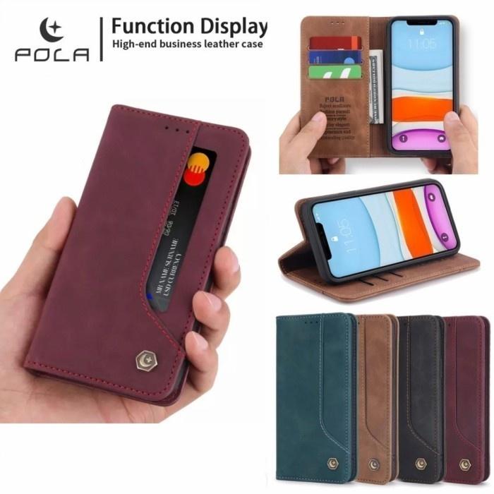 iPhone 12 / 12Pro / Pro Max Leather Case Magnet Pola Flip Cover Magnetic Casing Sarung Dompet Hp Kul